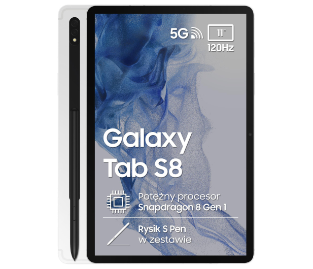 Samsung Galaxy Tab S8 11" 8/128GB 5G, S Pen, Silver - 716350 - zdjęcie